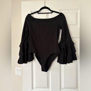 VENUS Off the Shoulder Tiered Bell Sleeve Bodysuit